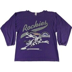 Colorado Rockies MLB Bugs Bunny Shirt 1993 Vintage XXXL 3XL Purple Pro Spirit